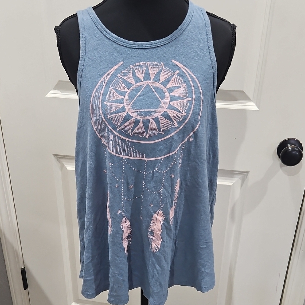 O'Neill Sky Blue Tank with Pink Feather Design